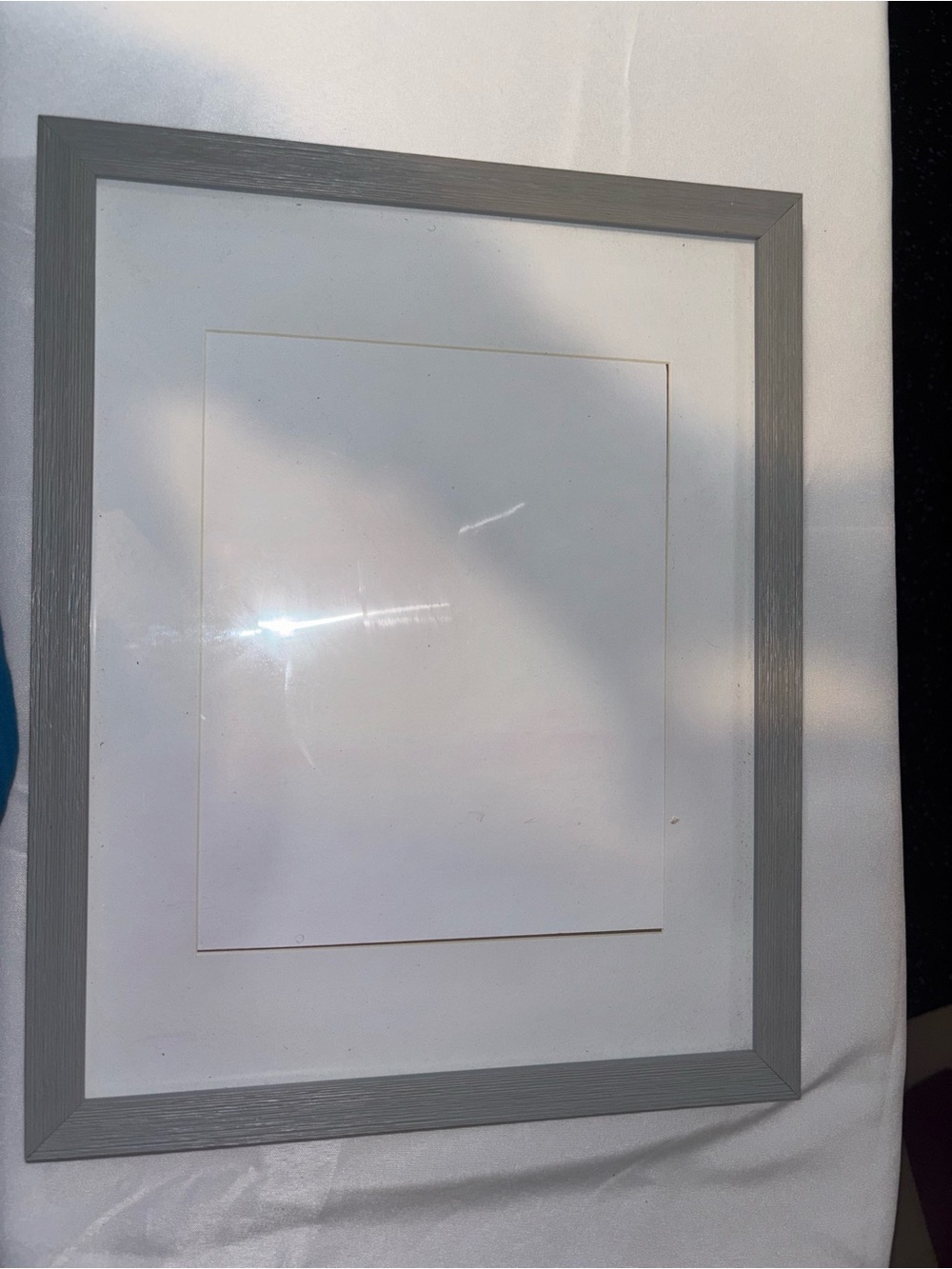 Gray Wood-Texture Picture Frame with White Boarder